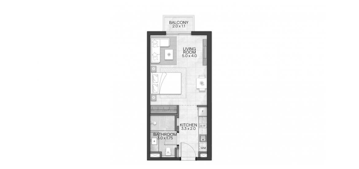 Apartment floor plan «BLOOM LIVING GRANADA 37 SQM STUDIO TYPE A-1», 1 room in BLOOM LIVING GRANADA