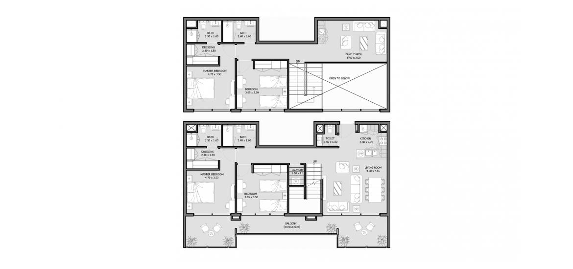 Apartment floor plan «ROYAL PARK 182-365 SQM 4BDRM TYPE A», 4 bedrooms in ROYAL PARK